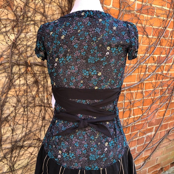 Teal Black EMBODY Dress Flared Boho Festival Small - Picture 5 of 10